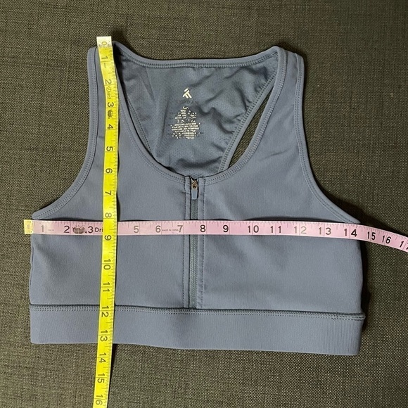 Blue womens Zip-Front  Sports Bra - Picture 12 of 12